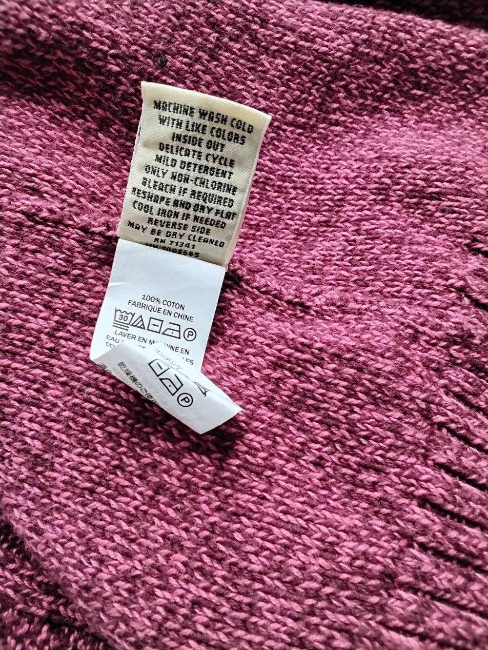L.L. Bean Open-Front Cable Cardigan Sweater - Raspberry Pink SIZE M - Picture 6 of 6